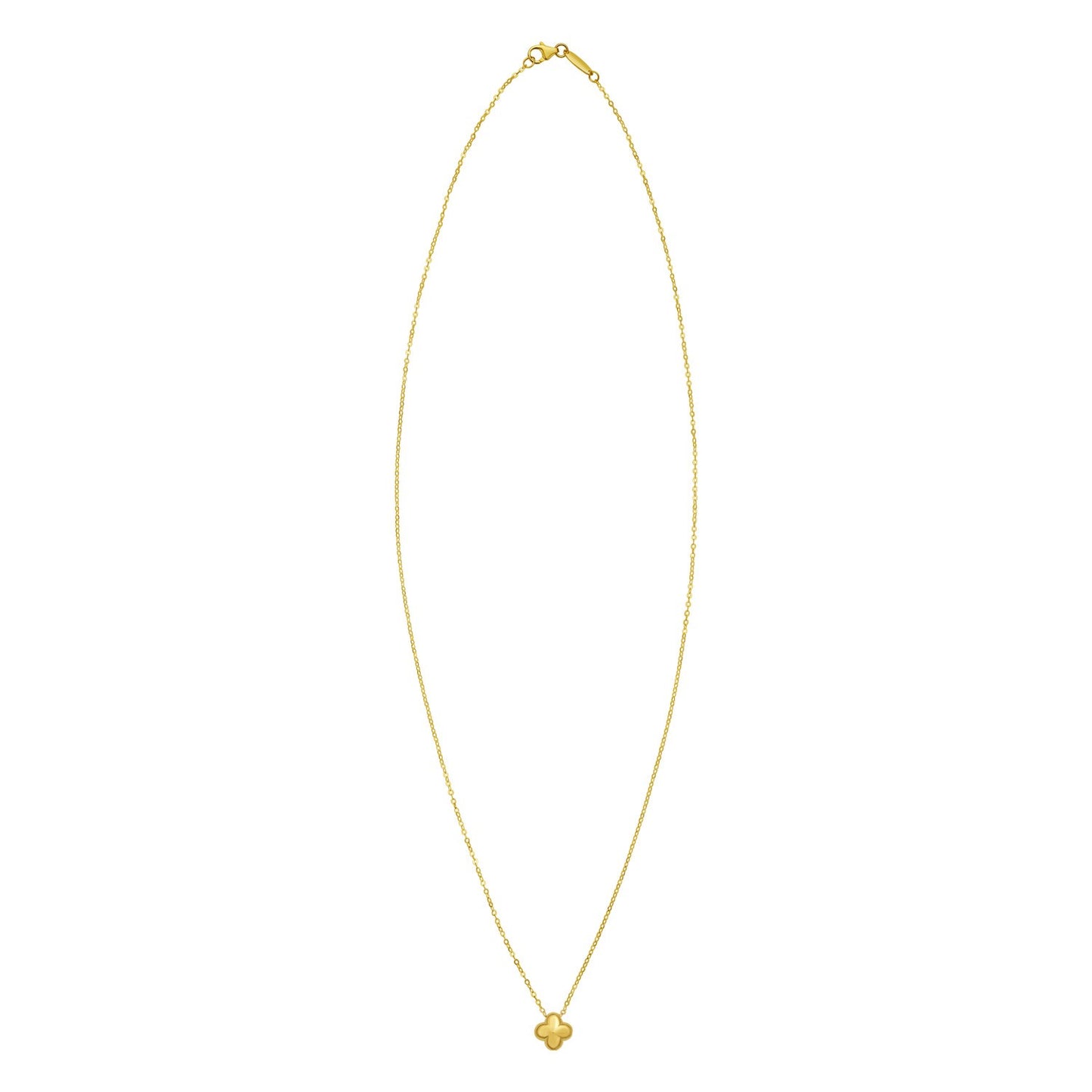 Clover 14K Yellow Gold Puffed Mini Pendant Necklace