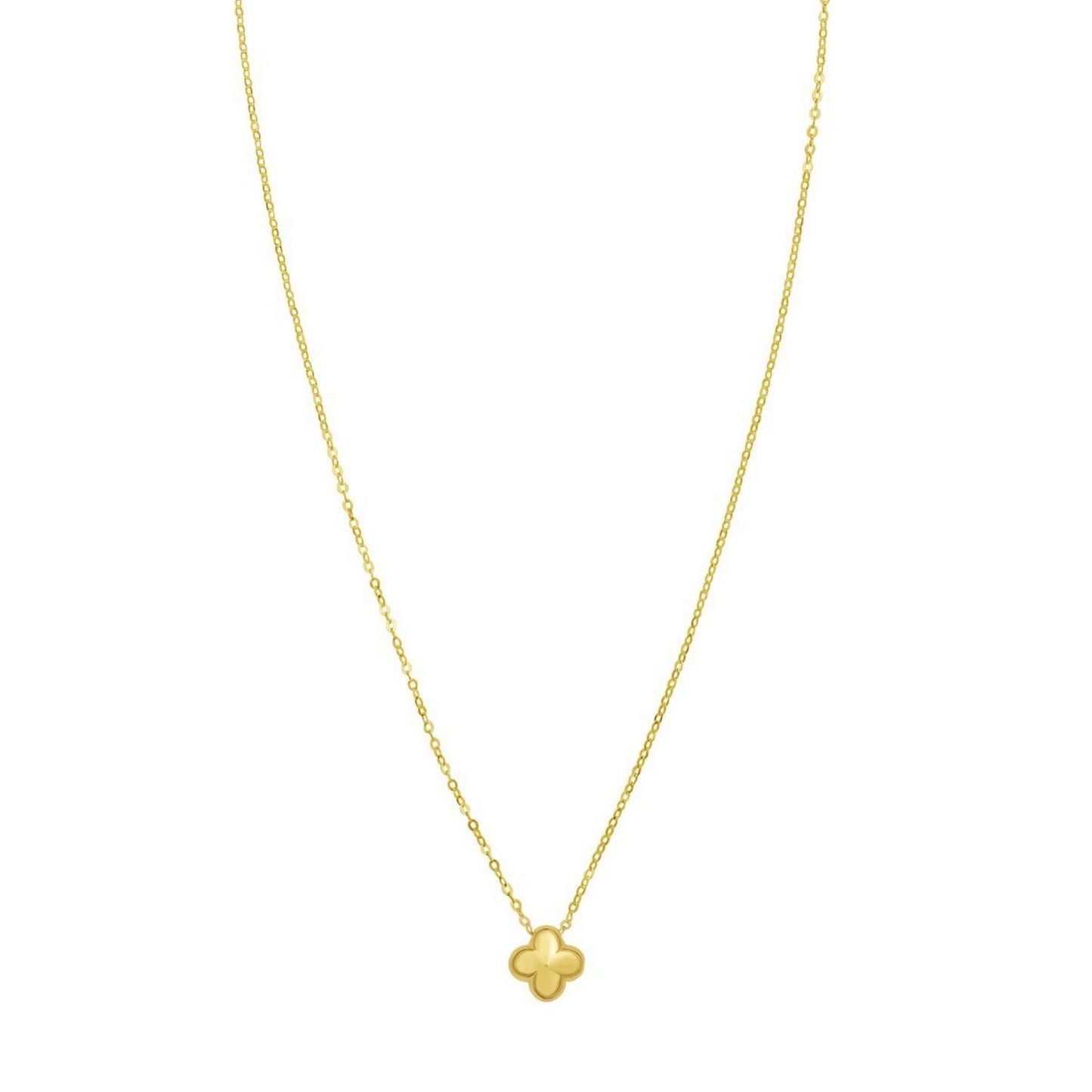 Clover 14K Yellow Gold Puffed Mini Pendant Necklace