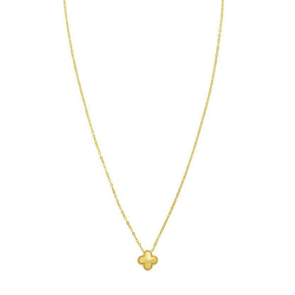 Clover 14K Yellow Gold Puffed Mini Pendant Necklace