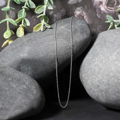 18k White Gold Diamond Cut Cable Link Chain (0.80 mm)
