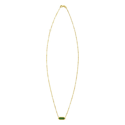 Malachite 14K Yellow Gold Hexagon Pendant Necklace