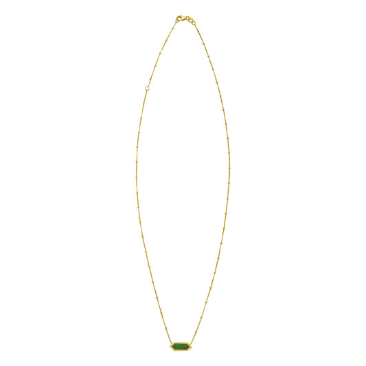 Malachite 14K Yellow Gold Hexagon Pendant Necklace