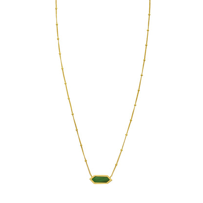 Malachite 14K Yellow Gold Hexagon Pendant Necklace