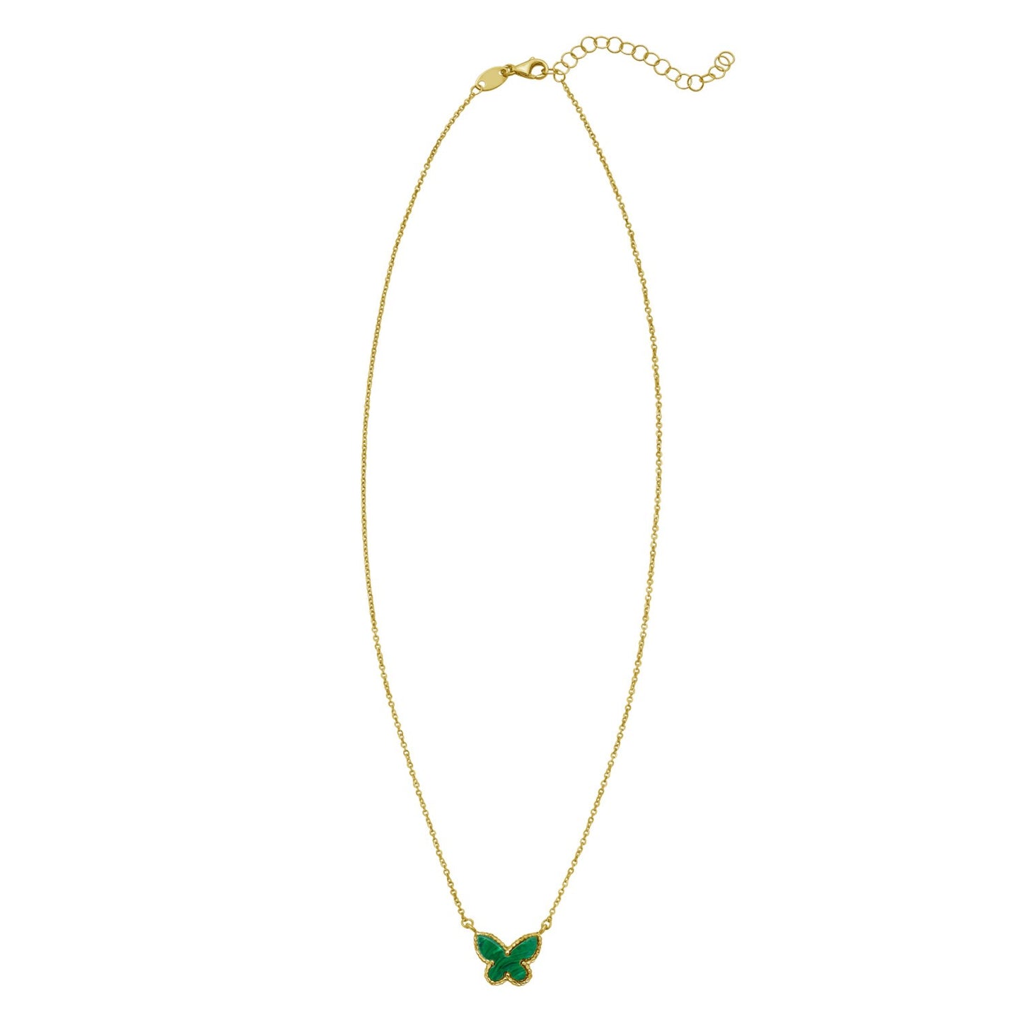 Malachite 14K Yellow Gold Primavera Butterfly Necklace
