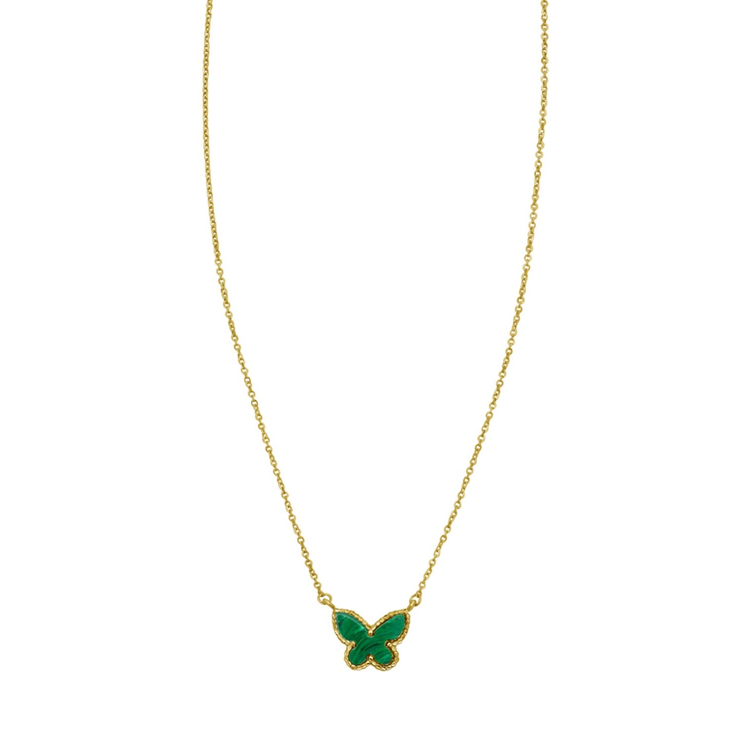 Malachite 14K Yellow Gold Primavera Butterfly Necklace