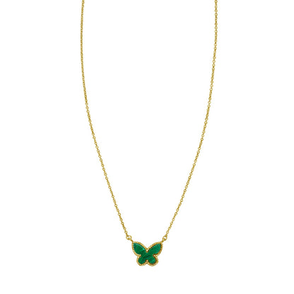 Malachite 14K Yellow Gold Primavera Butterfly Necklace