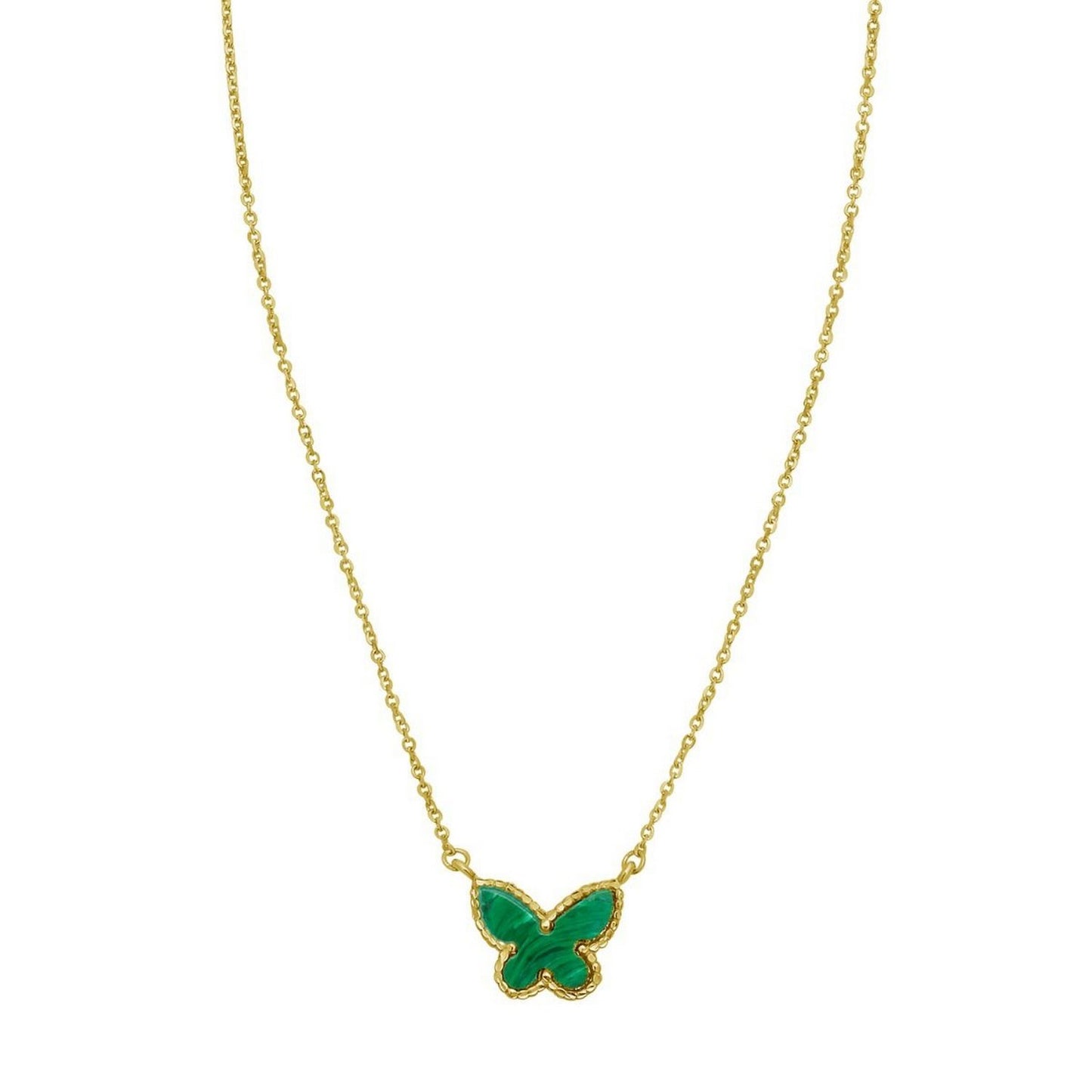 Malachite 14K Yellow Gold Primavera Butterfly Necklace