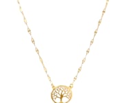 Tree of Life 14K Yellow Gold Circle Pendant Necklace