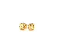 Four Leaf Clover 14k Yellow Gold Polished Earrings with Diamonds(7mm)