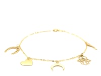 Polished Luck Charms on 14k Yellow Gold 7 inch Bracelet