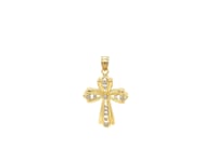 Cross- 14k Two-Tone Gold Fancy Cross Pendant with Diamond Cuts