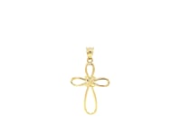 Cross- 14k Yellow Gold Looped Knot Style Cross Pendant