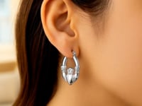 Claddagh Symbol 14K White Gold Claddagh Symbol Hoop Earrings