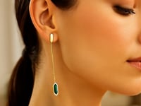 Malachite 14K Yellow Gold Hexagon Drop Earrings