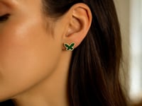 Malachite 14K Yellow Gold Primavera Butterfly Stud Earrings