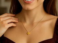 Clover 14K Yellow Gold Puffed Mini Pendant Necklace