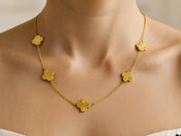 14K Yellow Gold Radial Clover Necklace