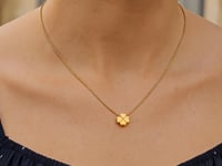 Four Leaf Clover 14k Yellow Gold Polished Necklace with Diamond