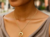 Horseshoe Pendant 14K Yellow Gold Necklace