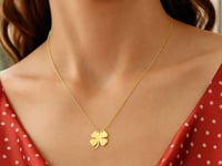 14K Yellow Gold Shamrock Necklace