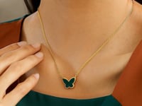 Malachite 14K Yellow Gold Primavera Butterfly Necklace