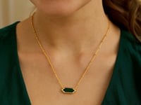 Malachite 14K Yellow Gold Hexagon Pendant Necklace