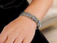 Scrollwork Dragonfly 18k Yellow Gold and Sterling Silver Cuff (12.70 mm)